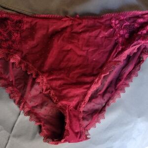 Lace-Trim Bikini Panty in Deep Burgundy
